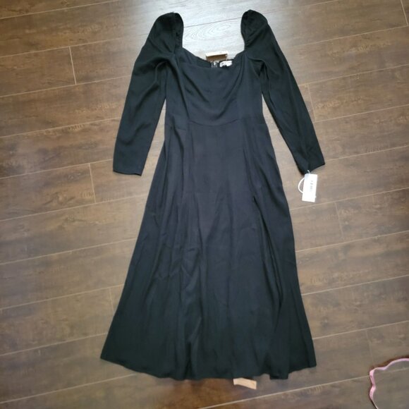 Anthropologie Reformation Sigmund Dress Womens 8 Black Basic Whimsygoth - Picture 3 of 10
